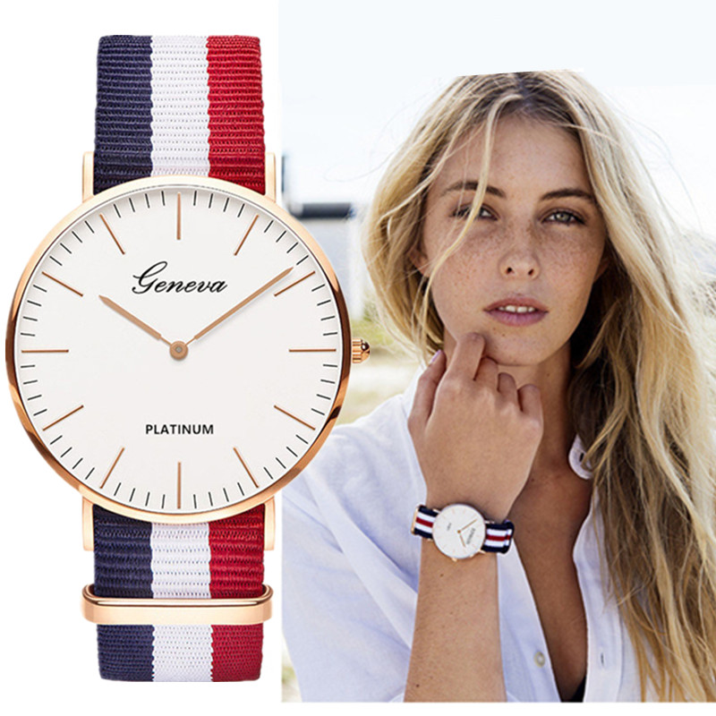 Smartwatch Branded Watches For Women - Classic Fashion Stripe Nylon Band Women