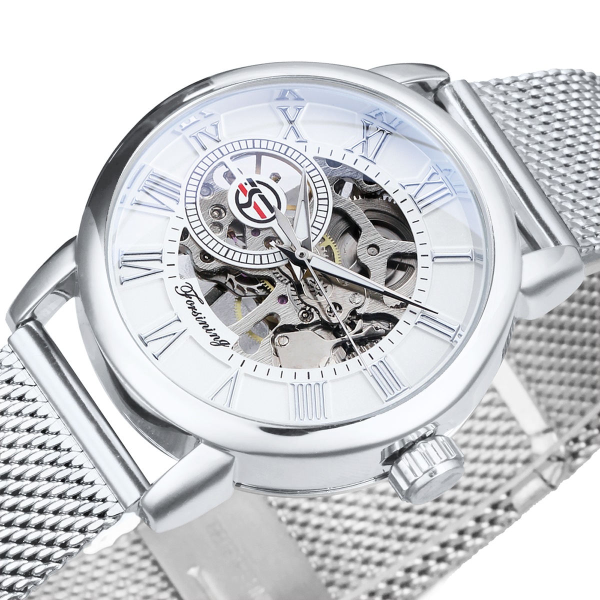 Forsining Silver Skeleton Mech – обзор и цена Mesh Stainless Strap