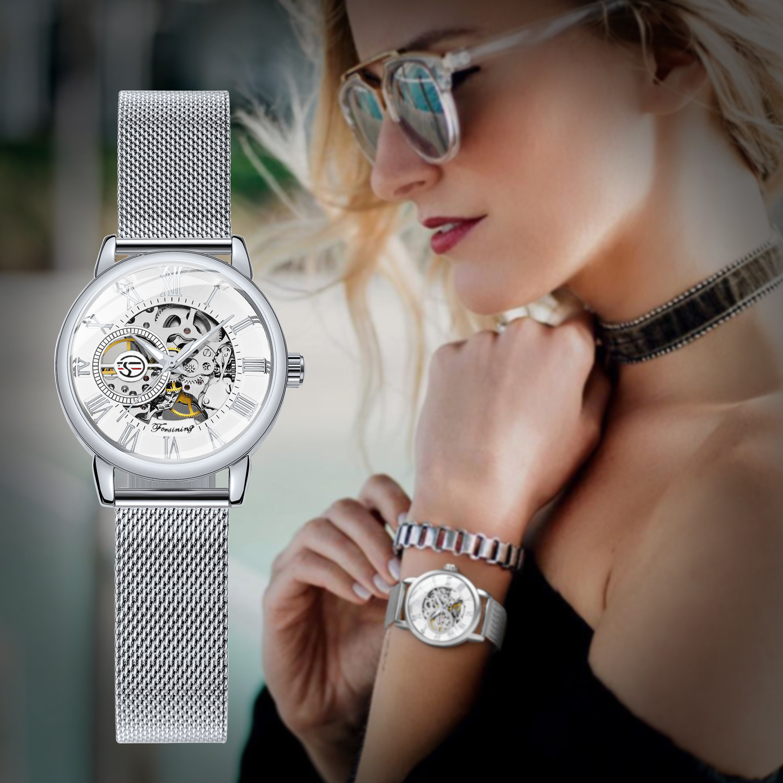 Forsining Silver Skeleton Mech – обзор и цена Mesh Stainless Strap