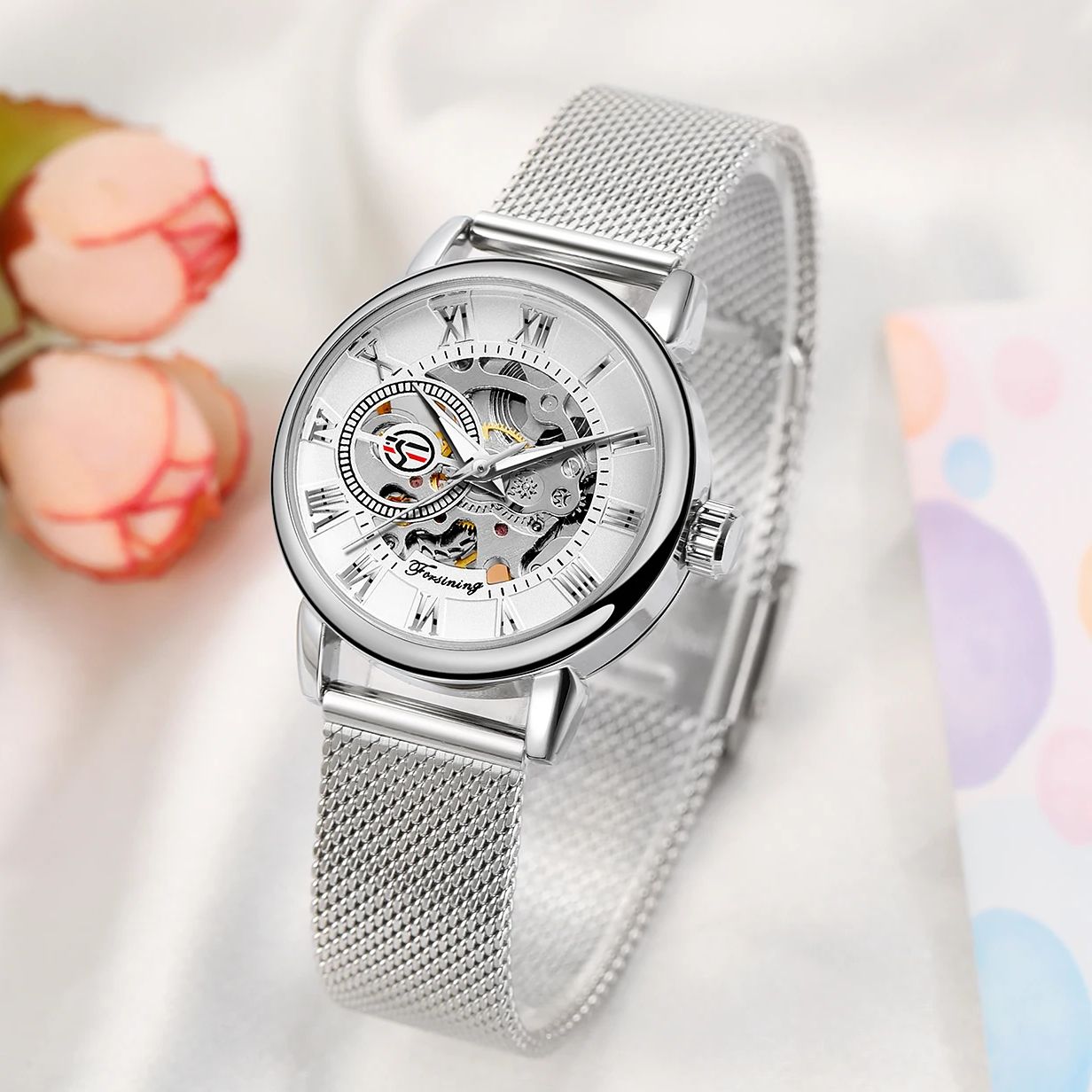 Forsining Silver Skeleton Mech – обзор и цена Mesh Stainless Strap