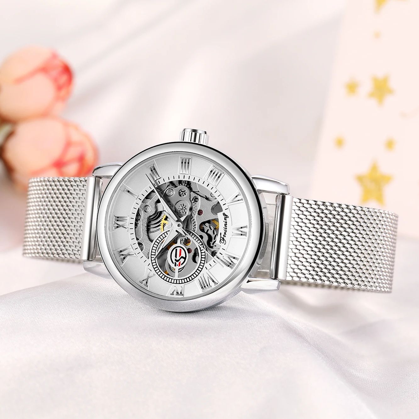 Forsining Silver Skeleton Mech – обзор и цена Mesh Stainless Strap