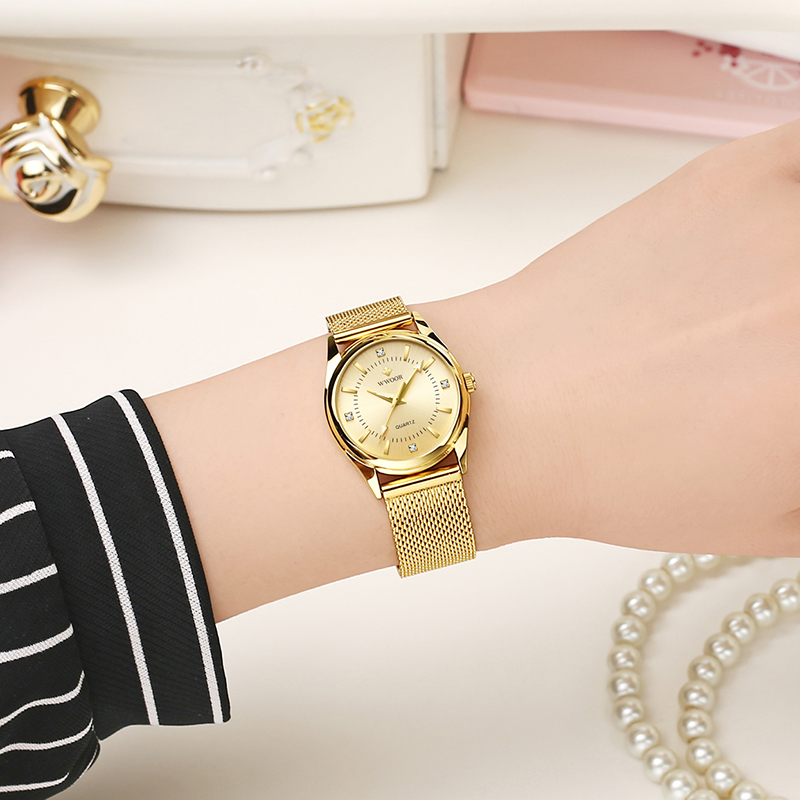 WWOOR Luxury Brand Dress Gold  – обзор и цена Mesh Stainless Strap