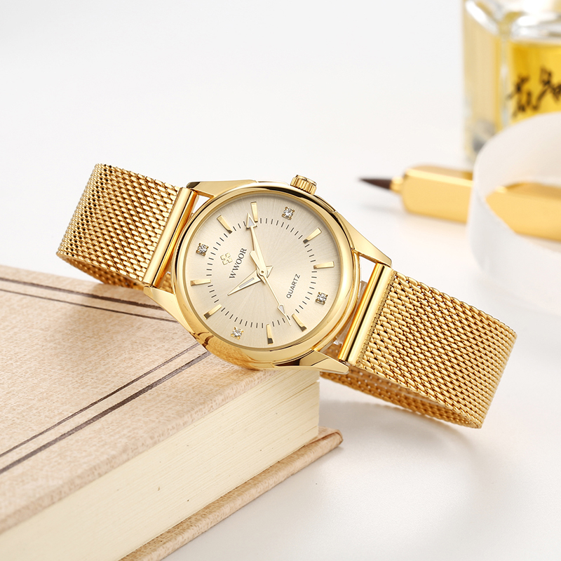 WWOOR Luxury Brand Dress Gold  – обзор и цена Mesh Stainless Strap
